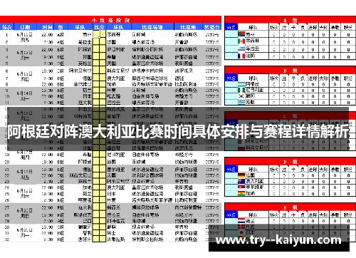 阿根廷对阵澳大利亚比赛时间具体安排与赛程详情解析